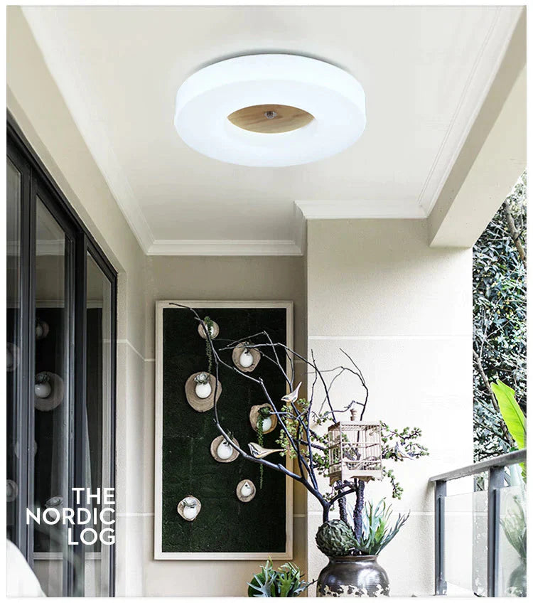 Plafonnier rond en bois massif simple et créatif pour la maison