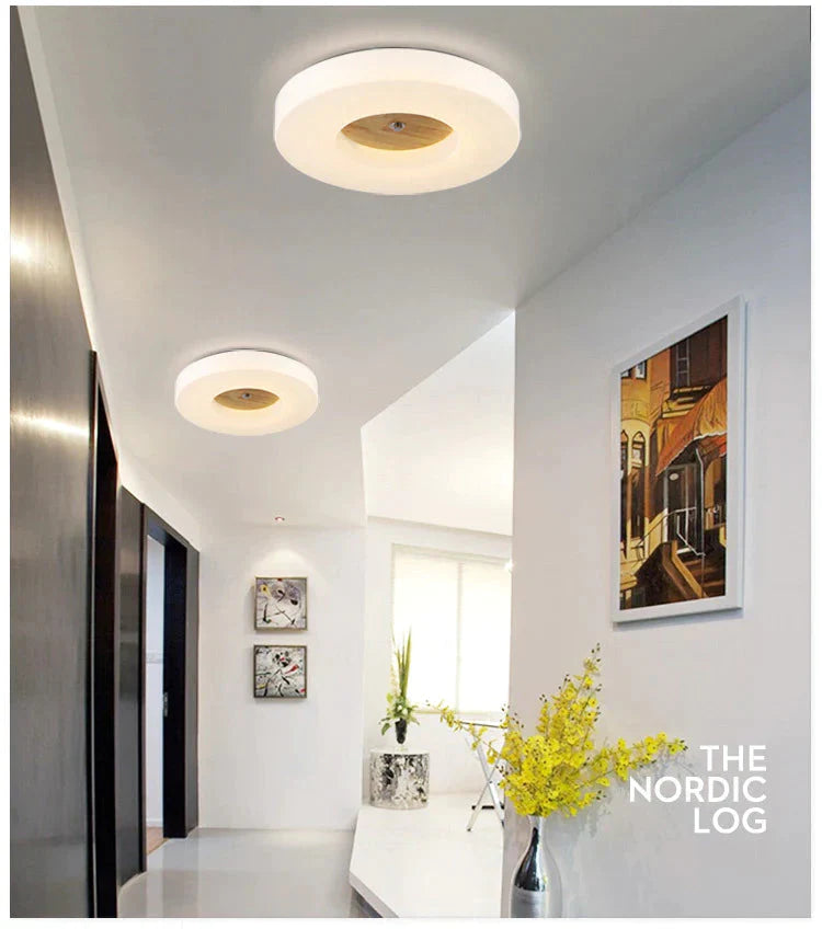 Plafonnier rond en bois massif simple et créatif pour la maison