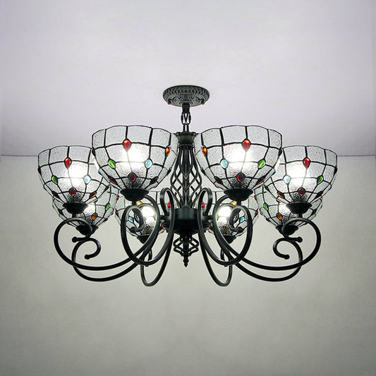 Clear Glass Tiffany Style Multi Light Bowl Chandelier Ceiling Fixture