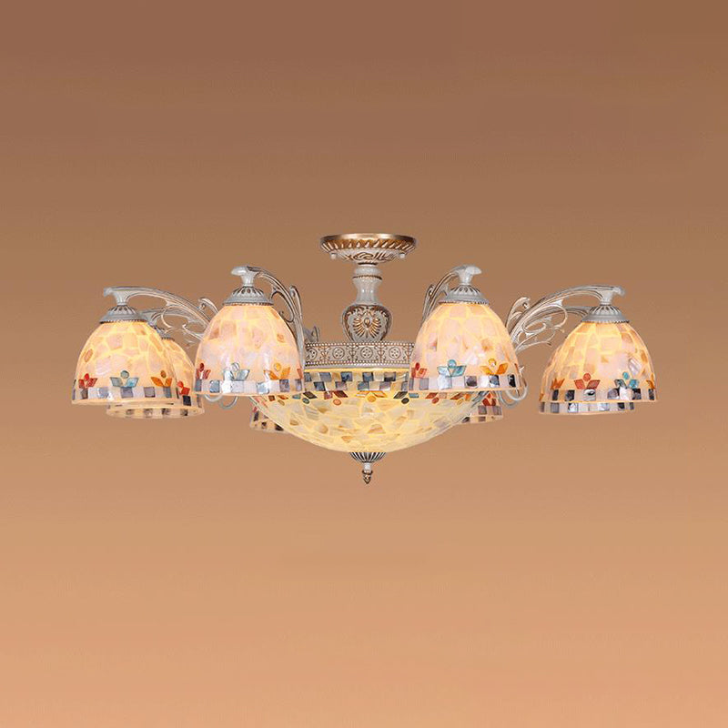 Vintage Multi Light Ceiling Lamp With Bowl Hanging Chandelier And Shelly Shade - Ideal For Living