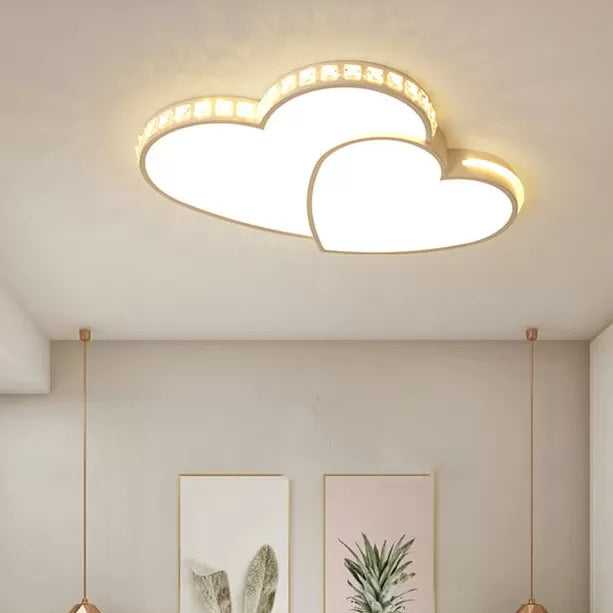 Modern Crystal Acrylic LED Ceiling Light in White for Child Bedroom