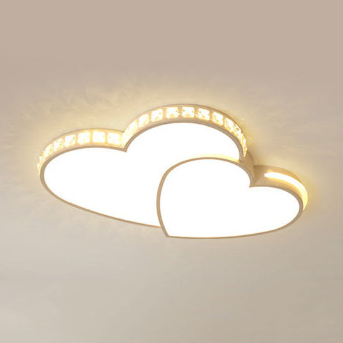 Modern Crystal Acrylic LED Ceiling Light in White for Child Bedroom