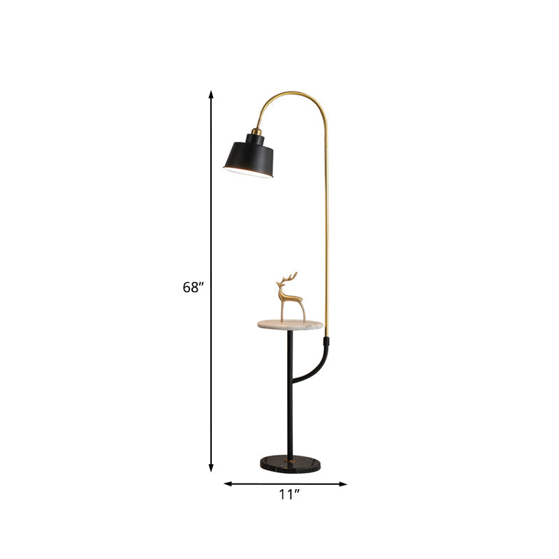 Modernist Black Floor Lamp With Metal Shade - 1-Head Living Room Stand Desk Light