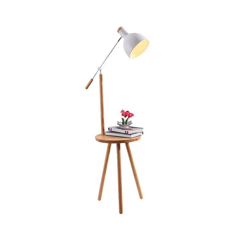 Modern Led Metal Standing Lamp - Adjustable Arm White/Black Finish