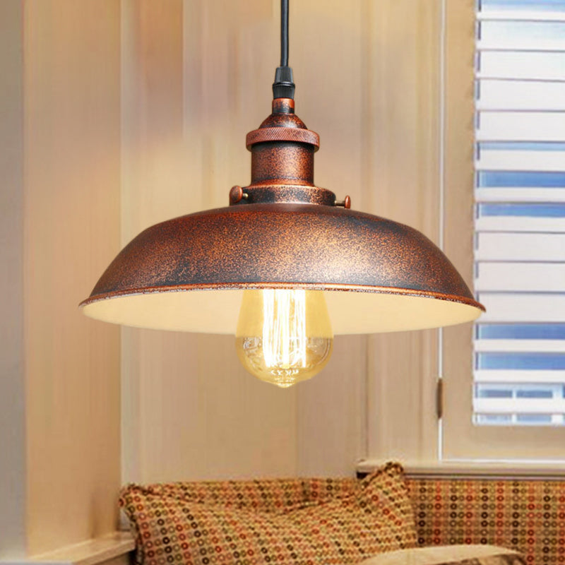 Plafonnier suspendu de style grange rustique antique - Lampe suspendue à cordon réglable avec finition en fer forgé