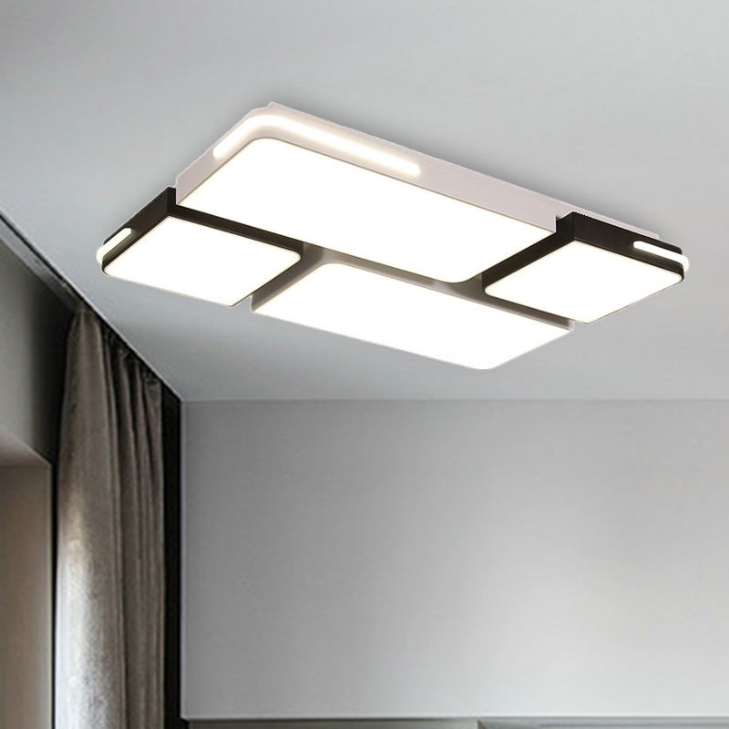 Contemporary Square/Rectangle Acrylic Flush Pendant Light - LED White Flush Mount Lighting (21.5"/37.5" Width) - White/Warm Lighting
