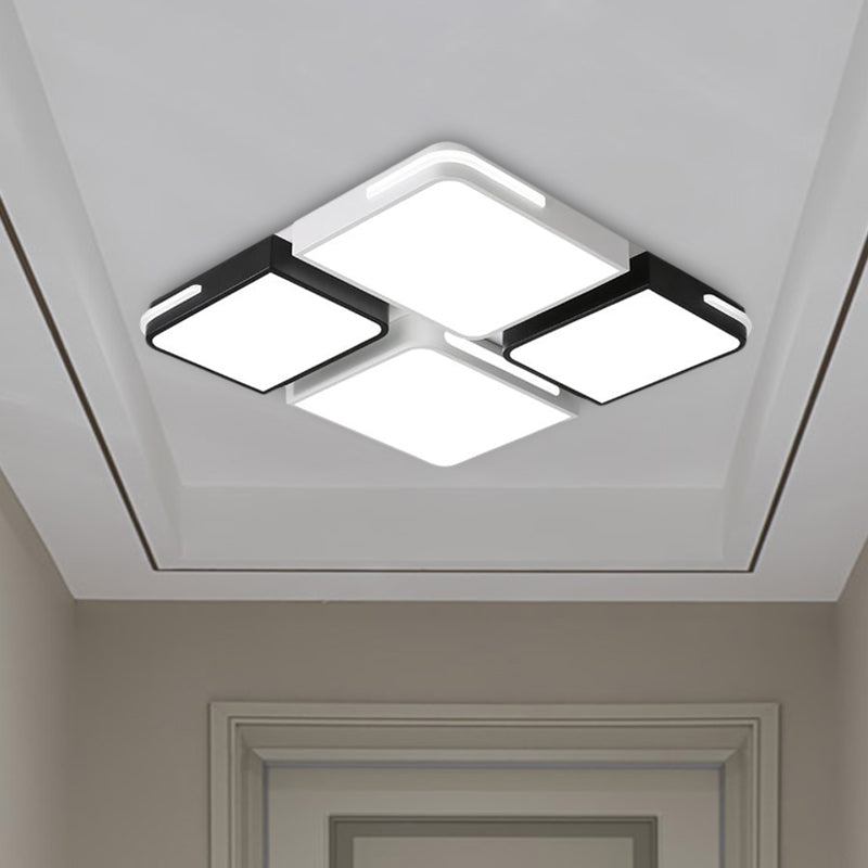 Contemporary Square/Rectangle Acrylic Flush Pendant Light - LED White Flush Mount Lighting (21.5"/37.5" Width) - White/Warm Lighting