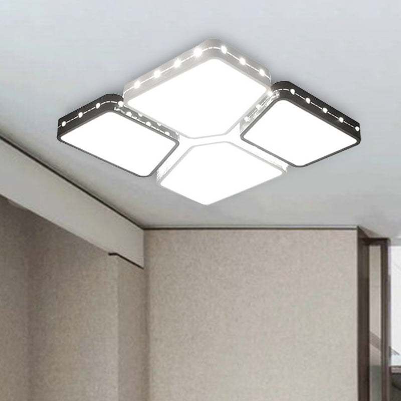 Modernist Style Acrylic Flush Mount Bedroom Lighting - 19.5"/23.5" Square LED Ceiling Light in White, Warm/White Light
