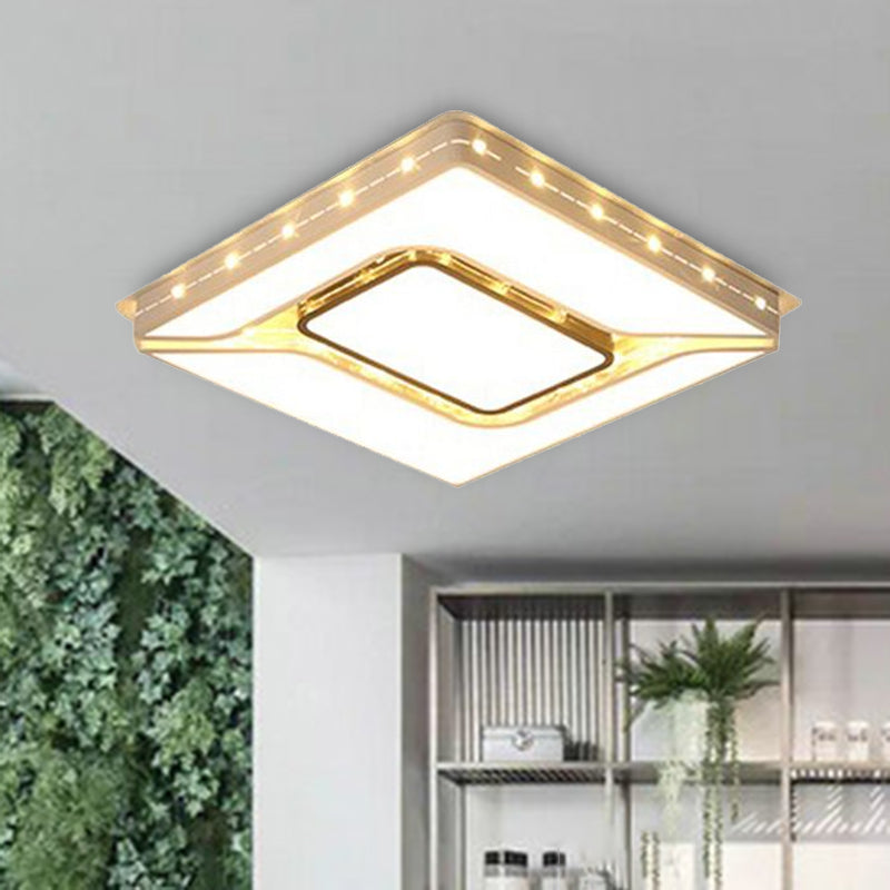 LED Bedroom Ceiling Light with Acrylic Shade - White Flush Mount in White/Warm Light (19.5"/23.5" W)