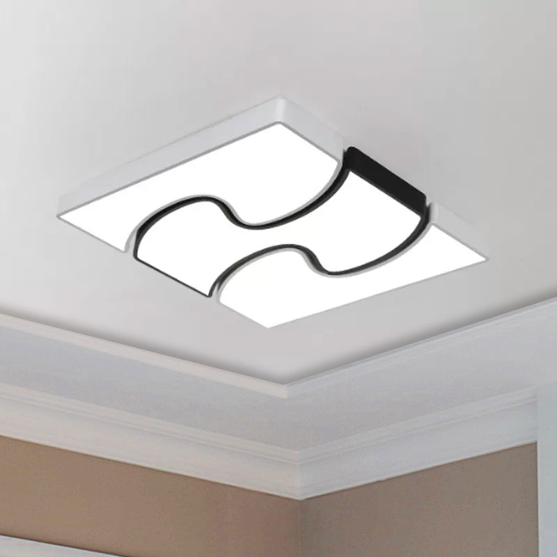 Modernist Style LED Flush Mount Lighting in White - 16.5"/27" Width for Living Room