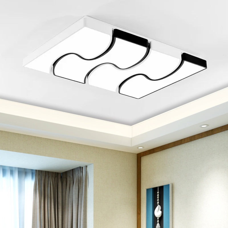Modernist Style LED Flush Mount Lighting in White - 16.5"/27" Width for Living Room