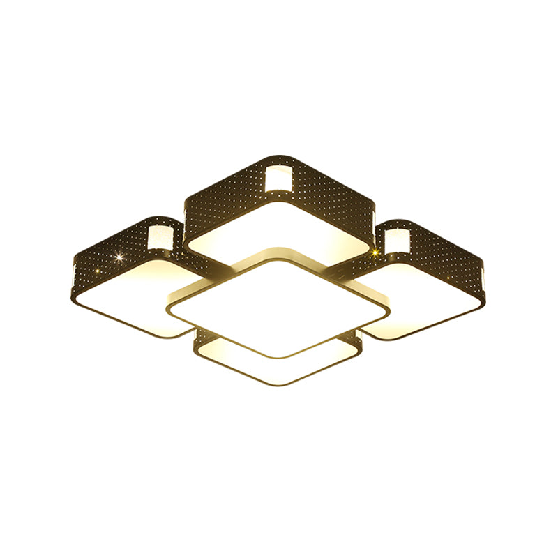 Modern Cube Flush Mount Lamp - 22"/38"/47" Acrylic LED Ceiling Light in Black/White