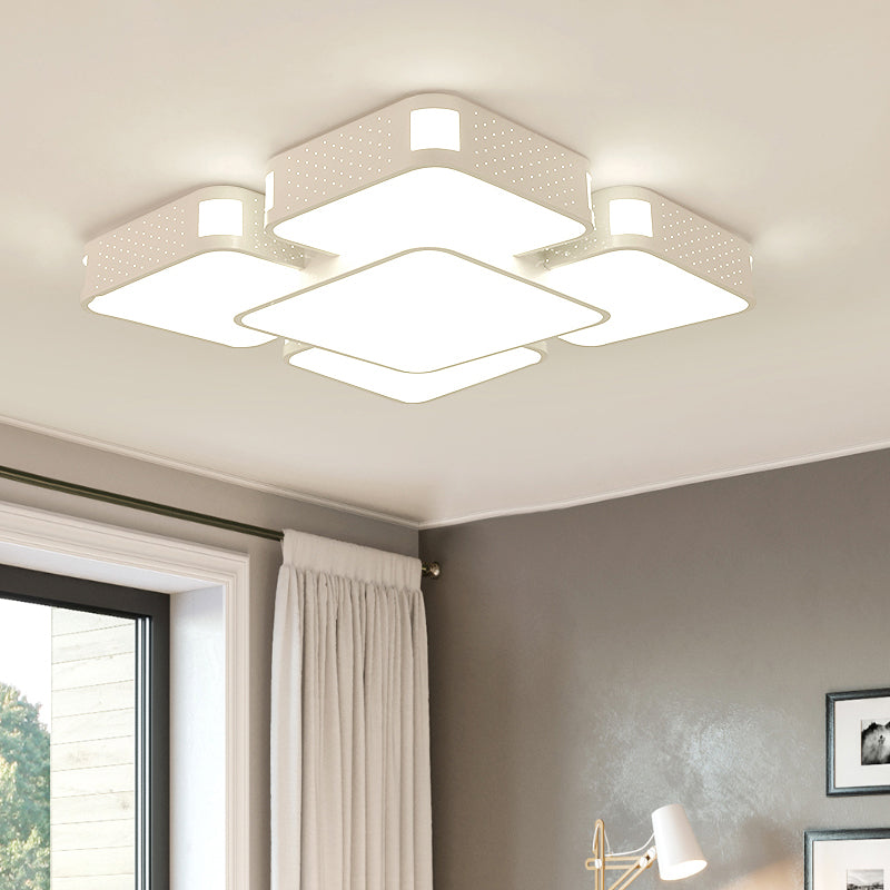 Modern Cube Flush Mount Lamp - 22"/38"/47" Acrylic LED Ceiling Light in Black/White