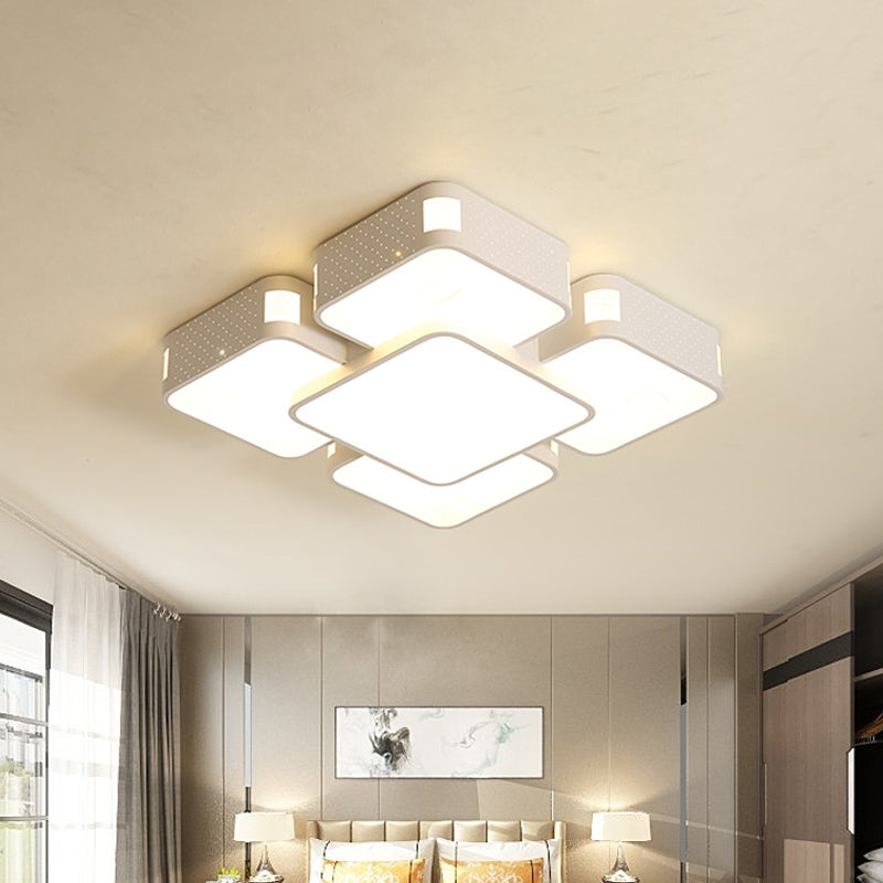 Modern Cube Flush Mount Lamp - 22"/38"/47" Acrylic LED Ceiling Light in Black/White