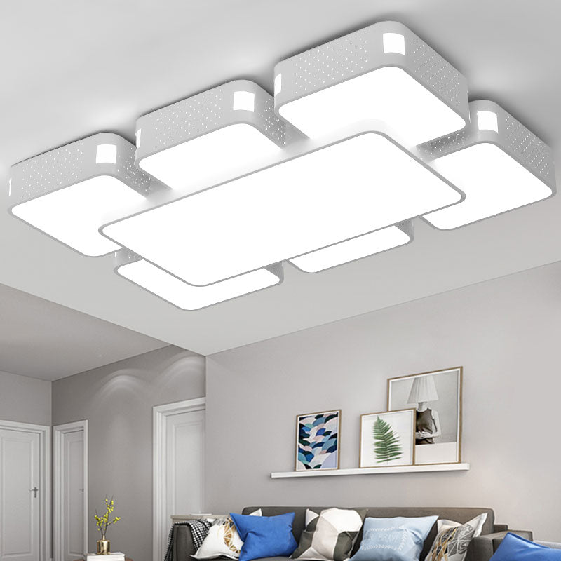 Modern Cube Flush Mount Lamp - 22"/38"/47" Acrylic LED Ceiling Light in Black/White