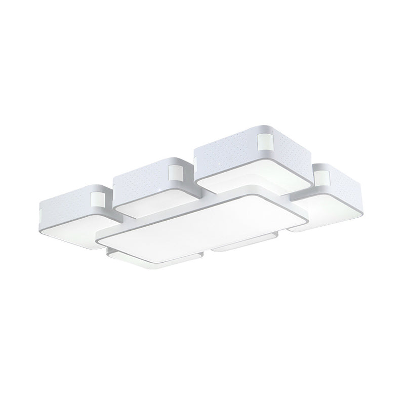 Modern Cube Flush Mount Lamp - 22"/38"/47" Acrylic LED Ceiling Light in Black/White