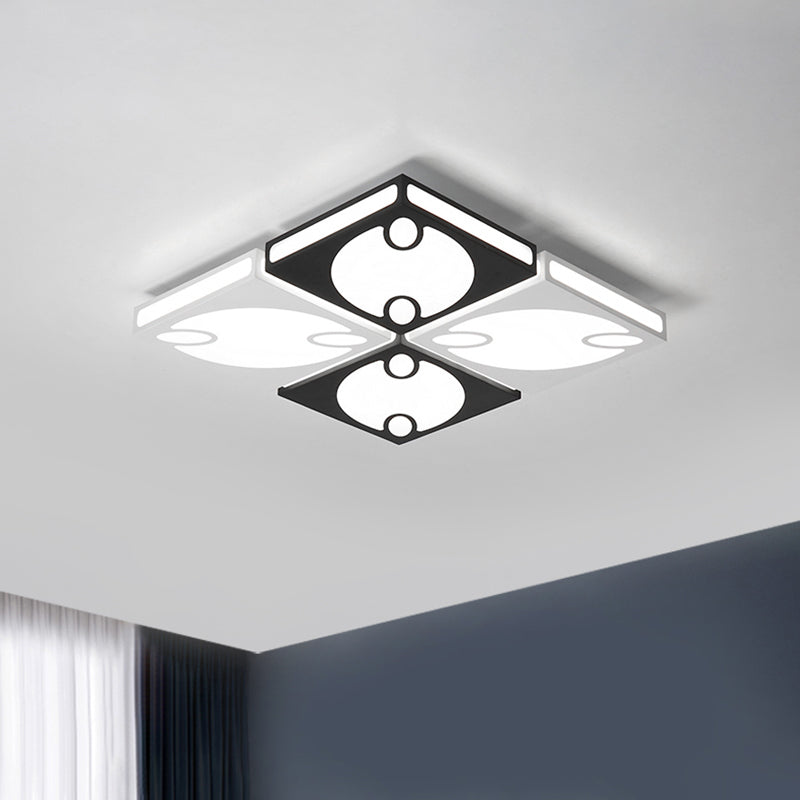 Contemporary Square Ceiling Mounted Light with Oval Pattern, 19.5"/23.5" W LED Flush Mount Lamp