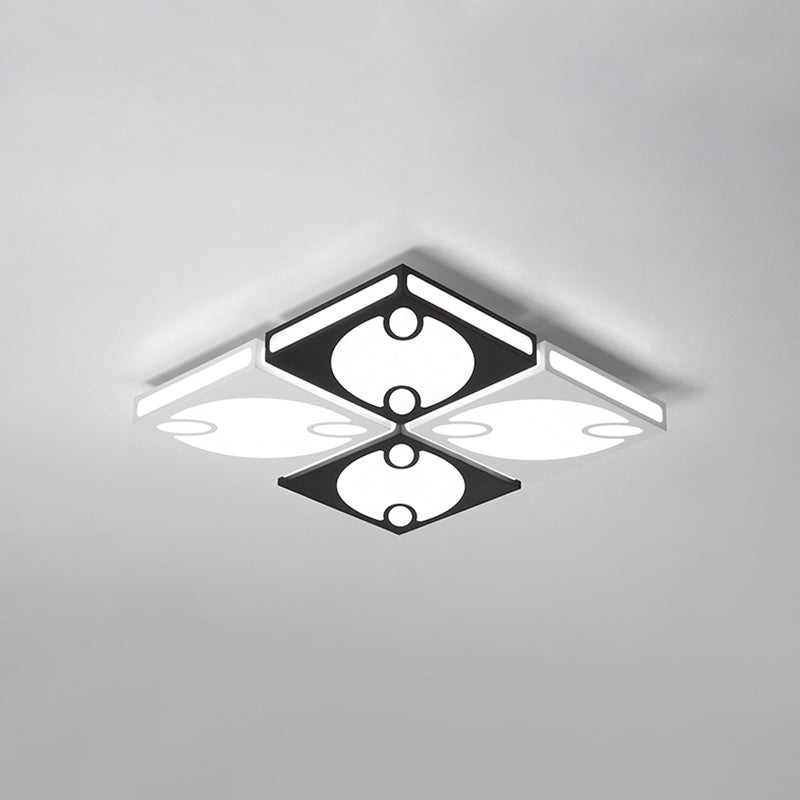 Contemporary Square Ceiling Mounted Light with Oval Pattern, 19.5"/23.5" W LED Flush Mount Lamp