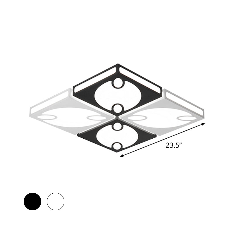 Contemporary Square Ceiling Mounted Light with Oval Pattern, 19.5"/23.5" W LED Flush Mount Lamp