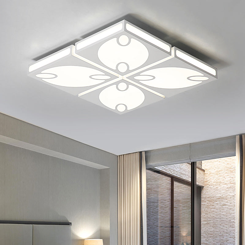 Contemporary Square Ceiling Mounted Light with Oval Pattern, 19.5"/23.5" W LED Flush Mount Lamp