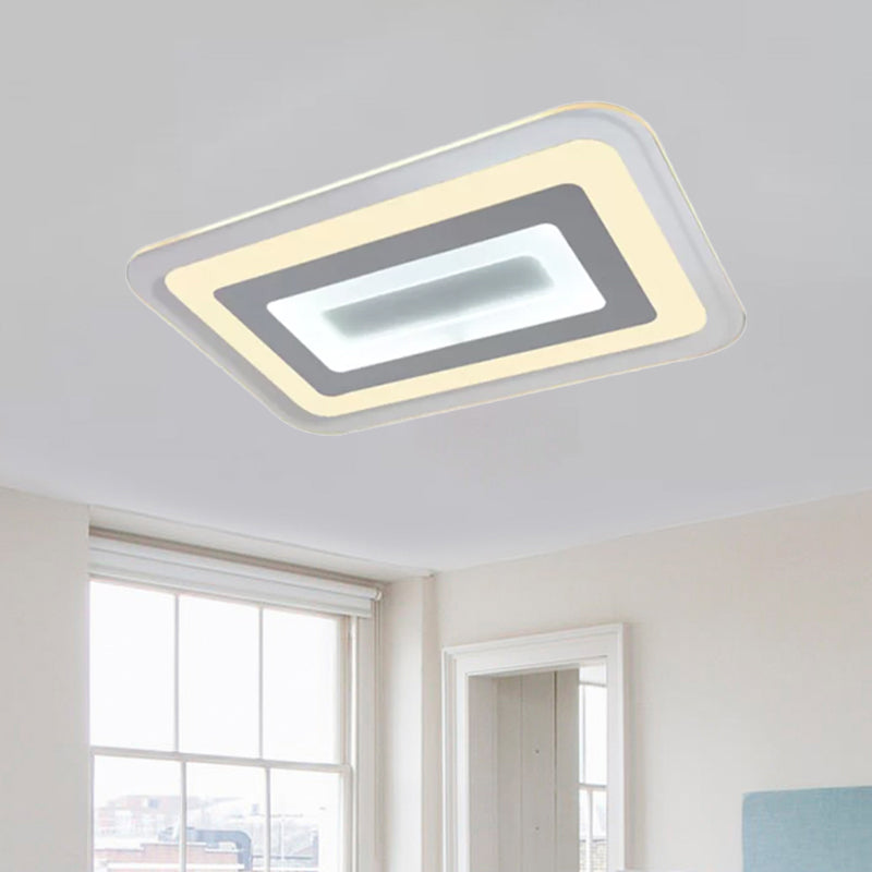 Sleek 23"/31"/47" Thin Acrylic Flush Mount LED Ceiling Lamp in Warm/White Light - White