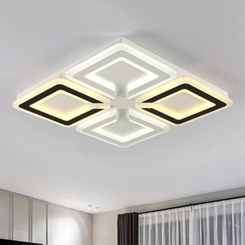 Plafonnier moderne à motif de diamant avec LED en acrylique - Lumière chaude/blanche - Idéal pour le salon