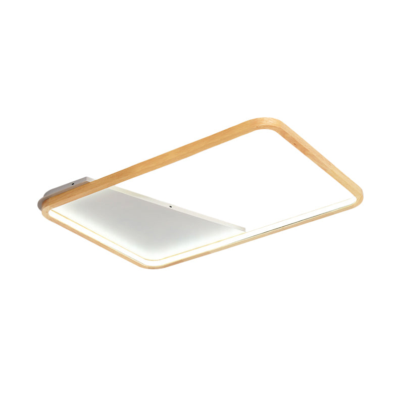 Simple Wooden Rectangular LED Flush Mount Ceiling Light - 13"/17"/21" Wide