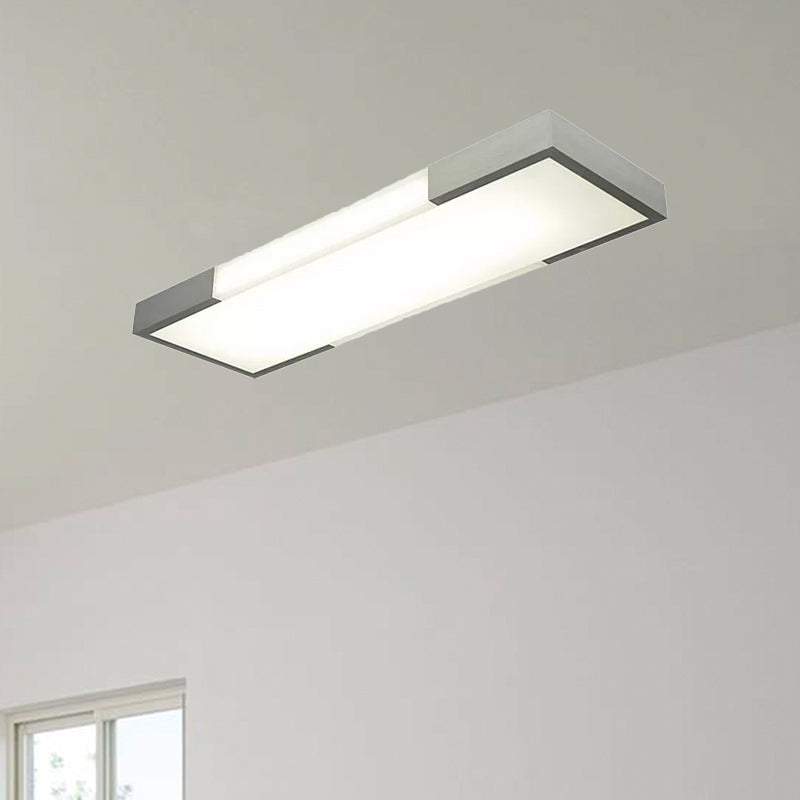 Sleek Simplicity Rectangular Flush Mount Lamp - 8"/15" Wide, Metal, 24.5"/35.5" Long - LED Cloakroom Flush Light Fixture in Black/Silver