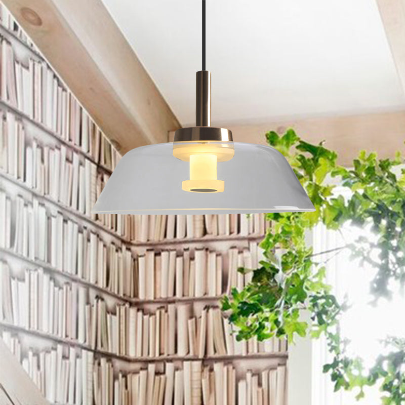 Modern LED Clear Glass Bowl Pendant Light in Polished Chrome - Ideal for Dining Room Ceiling