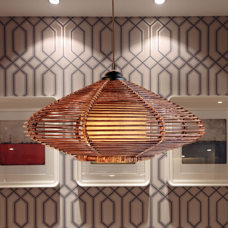 Vera - Suspension en rotin tressé à la main de style asiatique en marron