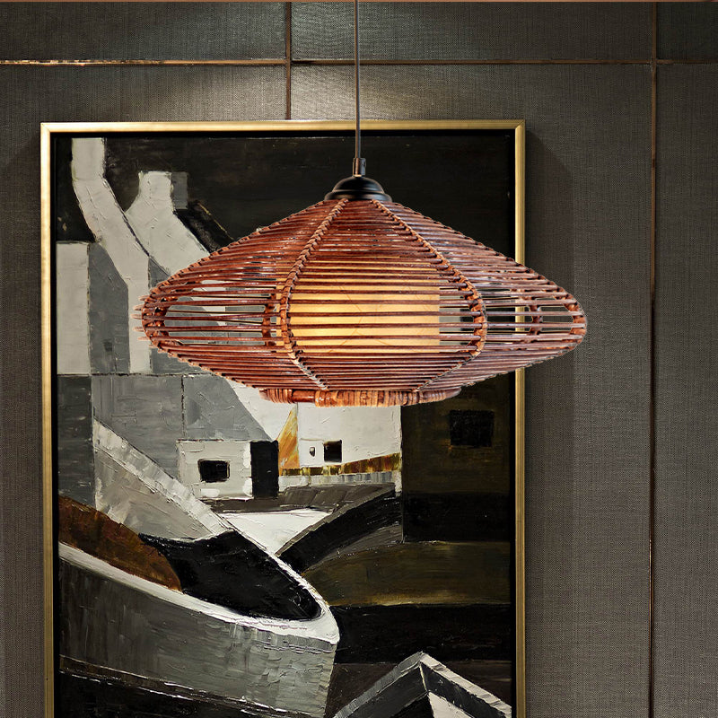 Vera - Suspension en rotin tressé à la main de style asiatique en marron