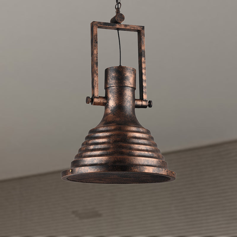 Industrial Metallic Cone Pendant Lamp - Bronze/Rust/Chrome Finish, 14"/16" Width, Hanging Ceiling Light