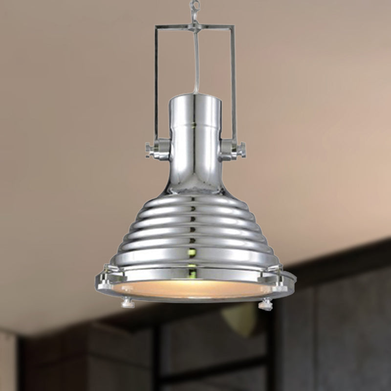 Industrial Metallic Cone Pendant Lamp - Bronze/Rust/Chrome Finish 14/16 Width