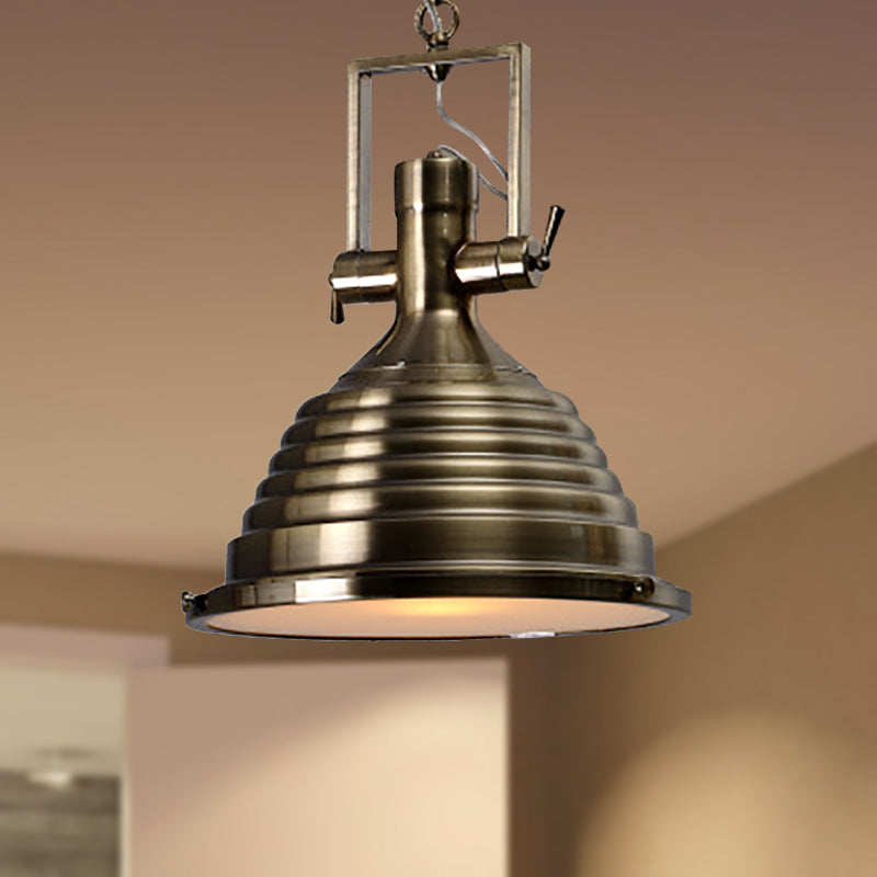 Industrial Metallic Cone Pendant Lamp - Bronze/Rust/Chrome Finish 14/16 Width