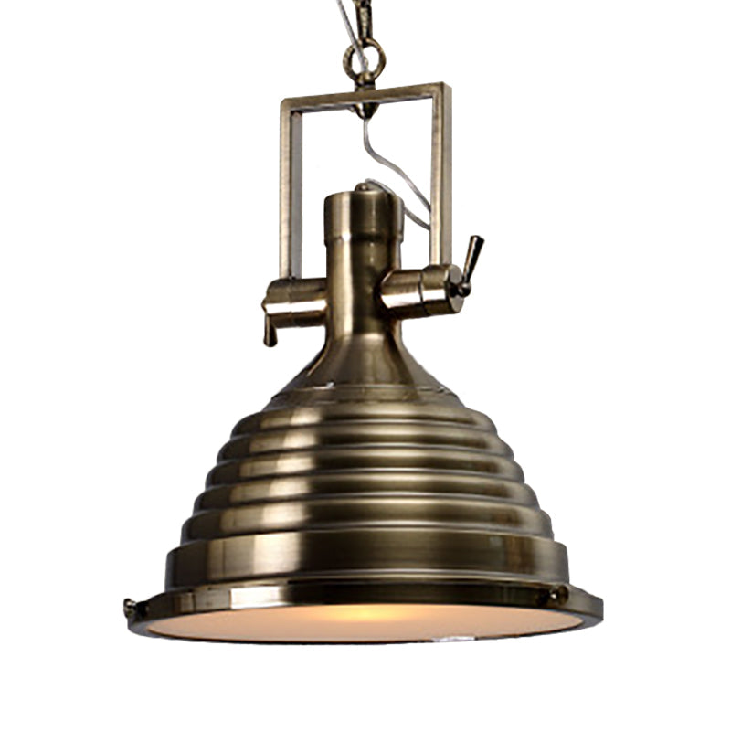 Industrial Metallic Cone Pendant Lamp - Bronze/Rust/Chrome Finish 14/16 Width
