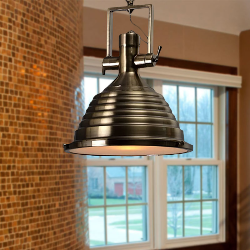 Industrial Metallic Cone Pendant Lamp - Bronze/Rust/Chrome Finish 14/16 Width