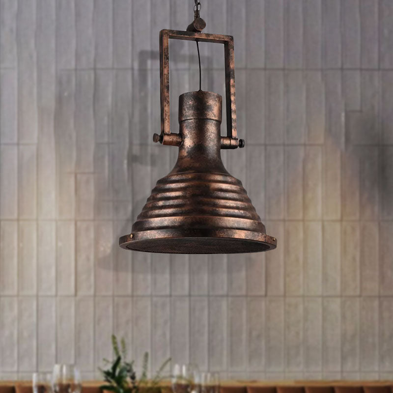 Industrial Metallic Cone Pendant Lamp - Bronze/Rust/Chrome Finish 14/16 Width