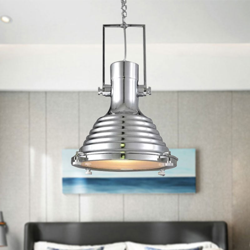 Industrial Metallic Cone Pendant Lamp - Bronze/Rust/Chrome Finish 14/16 Width