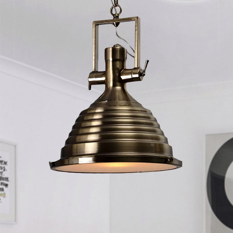 Industrial Metallic Cone Pendant Lamp - Bronze/Rust/Chrome Finish 14/16 Width