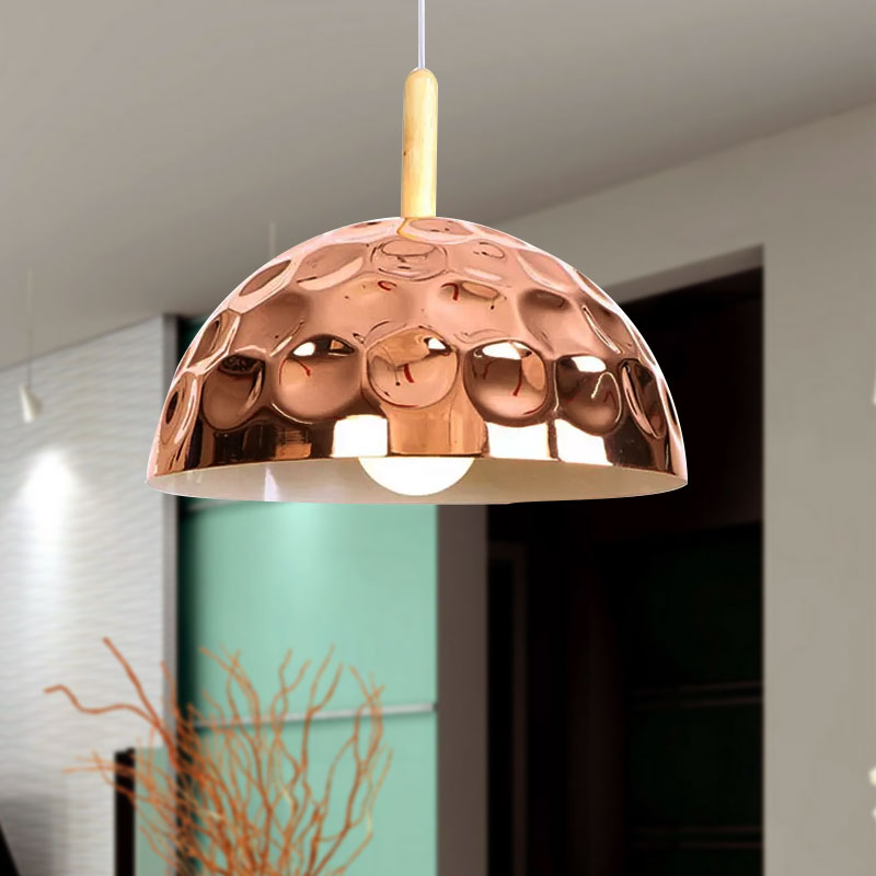 Retro Style Rose Gold Dome Pendant Light for Dining Table