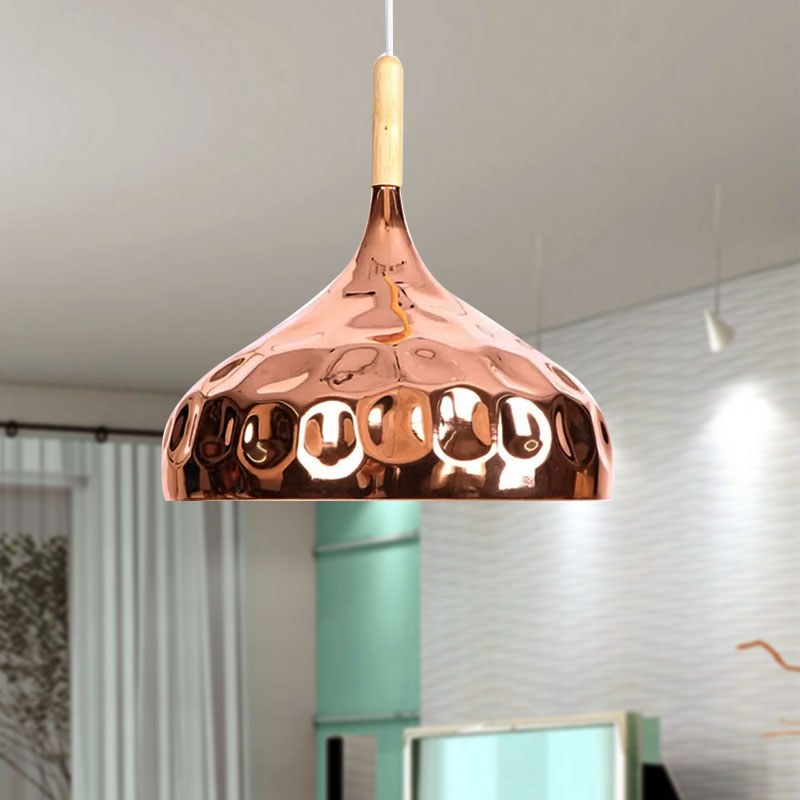 Retro Style Rose Gold Dome Pendant Light for Dining Table