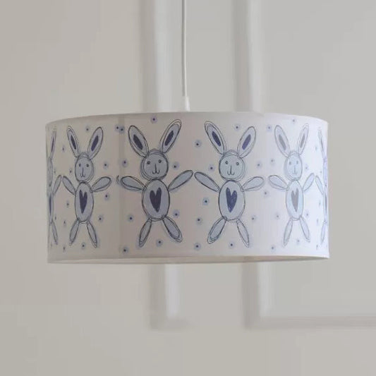 Cartoon White Pendant Light With Bunny For Game Room | Round Shade 1 Paper Hanging