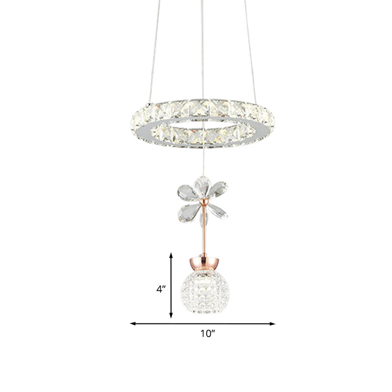 Modern Clear Crystal Glass Pendant Light Kit with LED, Ideal for Dining Room and Living Areas