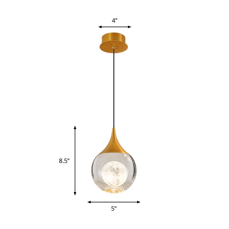 Minimalist Crystal Glass Led Pendant Light With Gold Finish - Multiple Shapes Available
