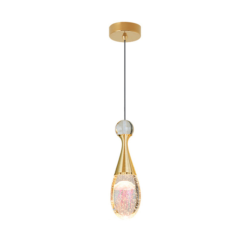 Minimalist Crystal Glass LED Gold Pendant Light - Orb/Teardrop/Arc Shape