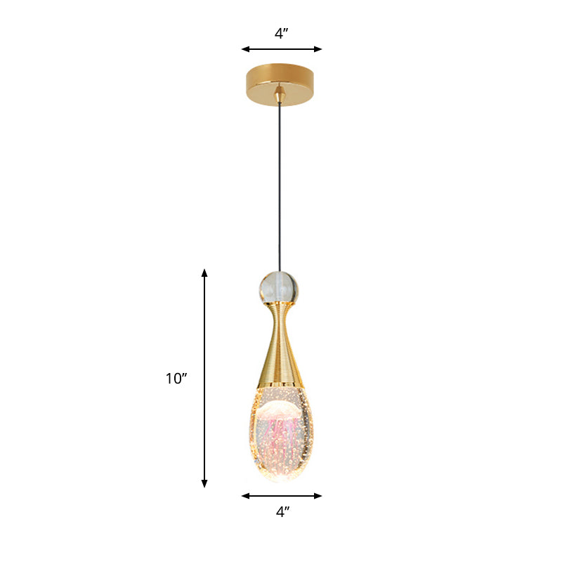 Minimalist Crystal Glass LED Gold Pendant Light - Orb/Teardrop/Arc Shape