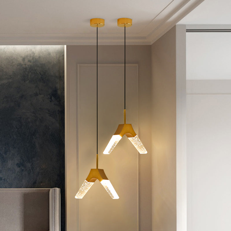 Minimalist Crystal Glass LED Gold Pendant Light - Orb/Teardrop/Arc Shape