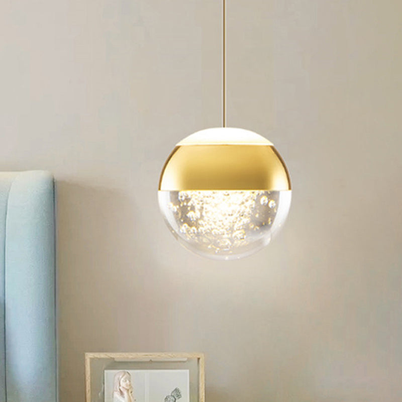 Minimalist Crystal Glass Led Pendant Light With Gold Finish - Multiple Shapes Available / B