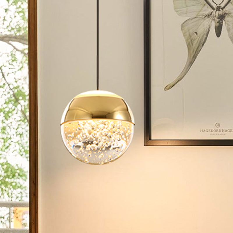Minimalist Crystal Glass LED Gold Pendant Light - Orb/Teardrop/Arc Shape