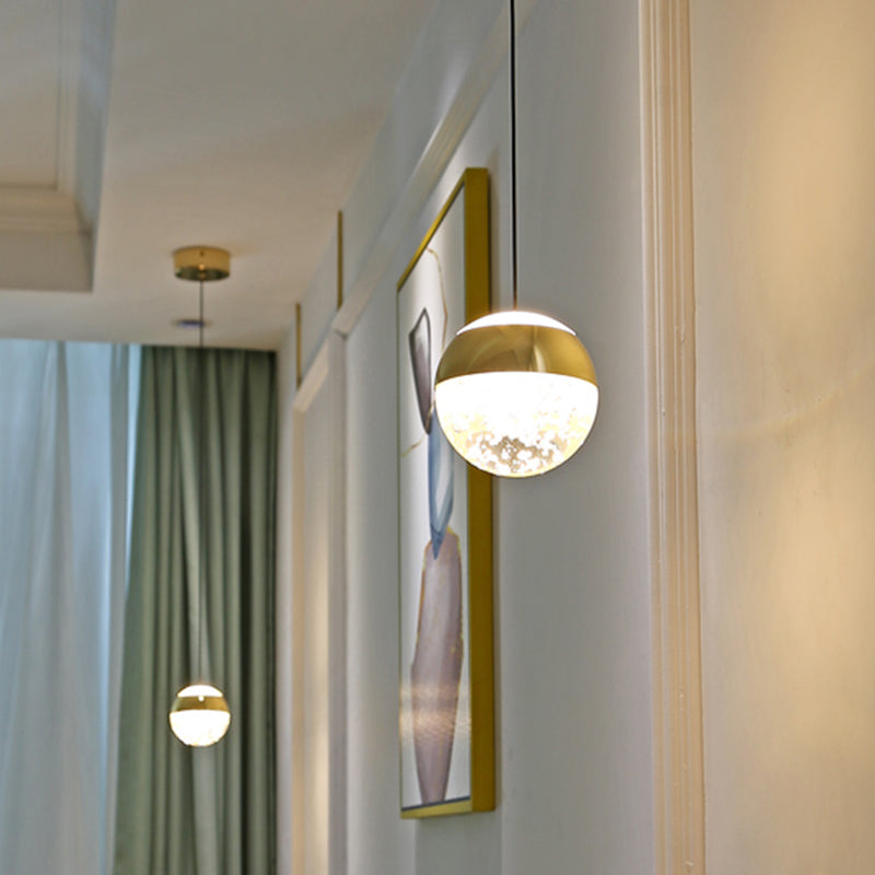 Minimalist Crystal Glass LED Gold Pendant Light - Orb/Teardrop/Arc Shape